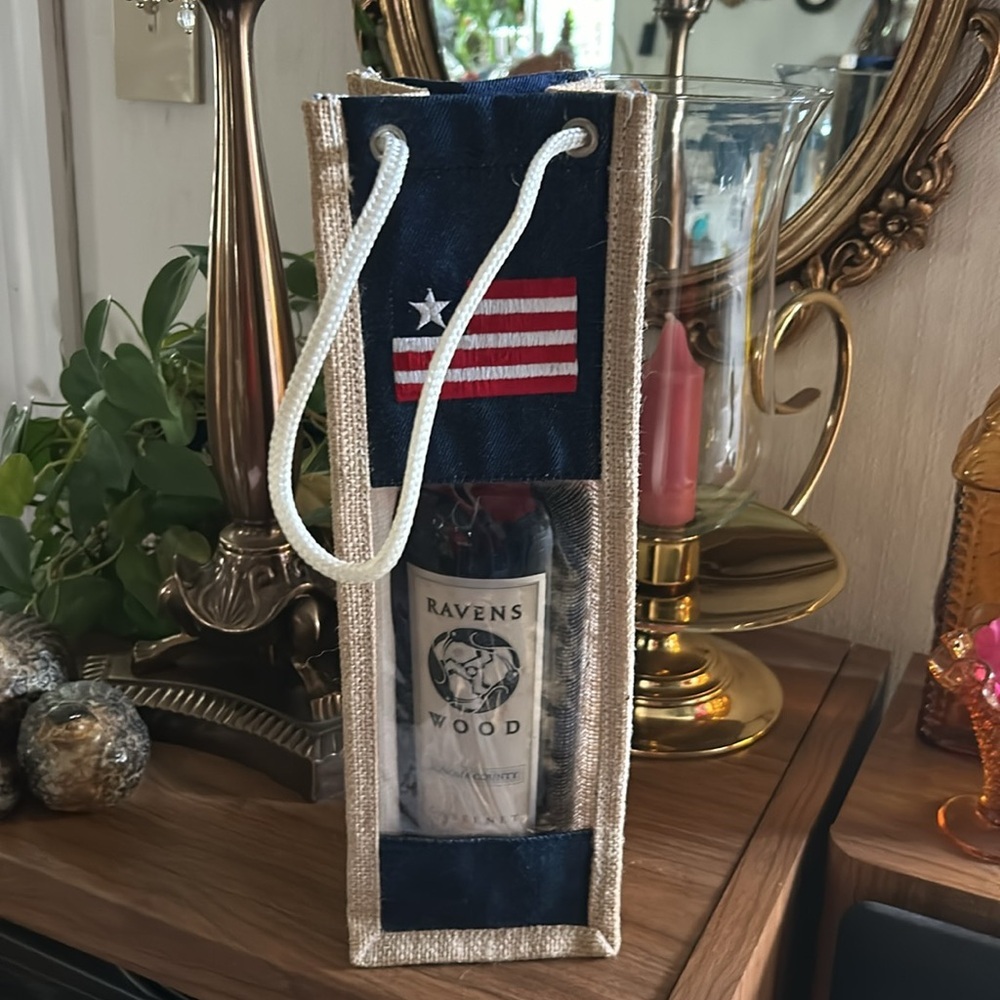 Patriotic Jute Wine Bottle Gift Carry Bag
